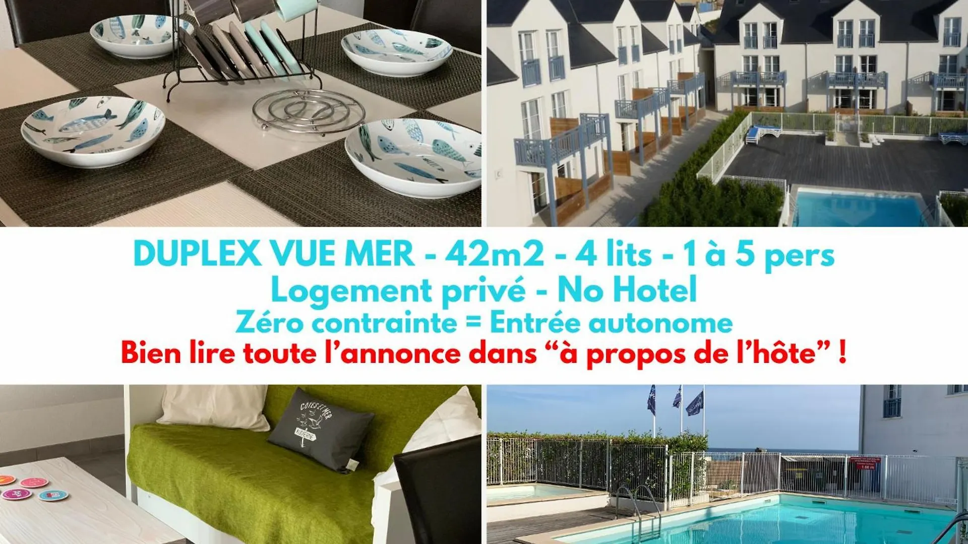 Duplex Vue Mer - Plage A 100M- 4 Lits - Parking Sous Sol contacts
